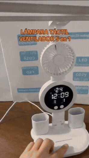 LÁMPARA DE ESCRITORIO CON LUZ LED Y VENTILADOR